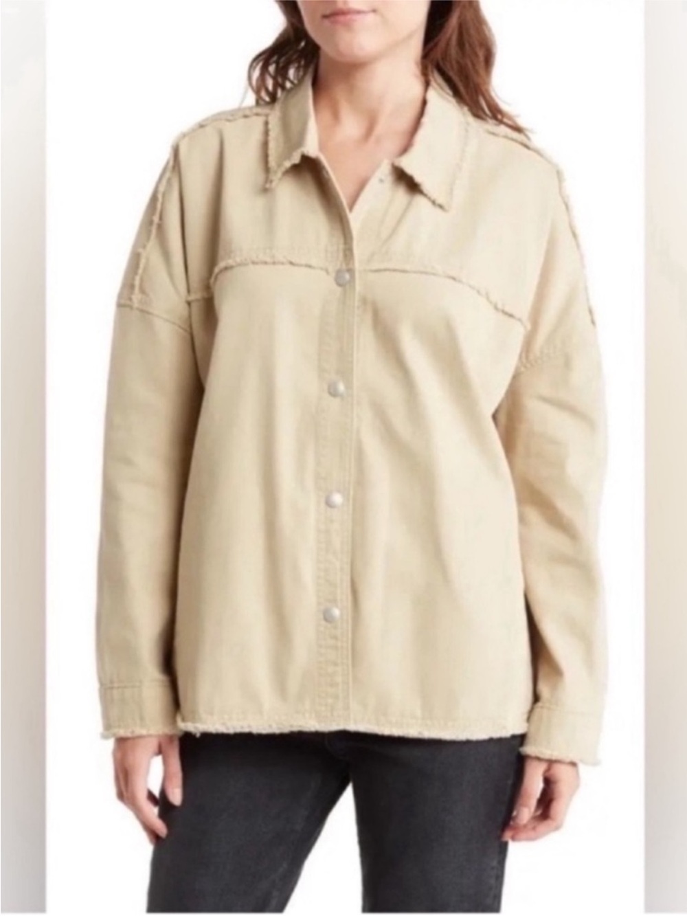 BLANK NYC Utility Shacket Oversized Lightweight Snap Up Shirt Jacket Size Medium